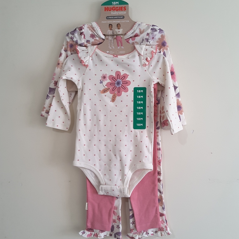 Huggies Babywear Floral and Polka Dot Bodysuit Set